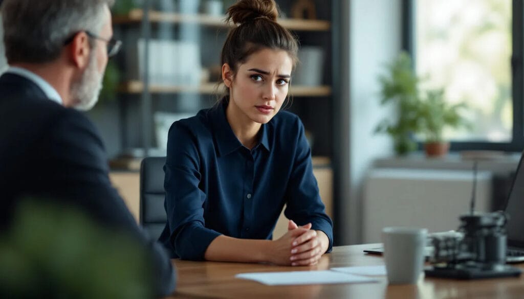 (The image depicts a person seated across from a lawyer in an office setting, engaged in a discussion about switching their current visa, possibly from a student visa to a skilled worker visa. The lawyer is reviewing supporting documents related to the individual's immigration status and eligibility criteria for the visa switch within the UK.)