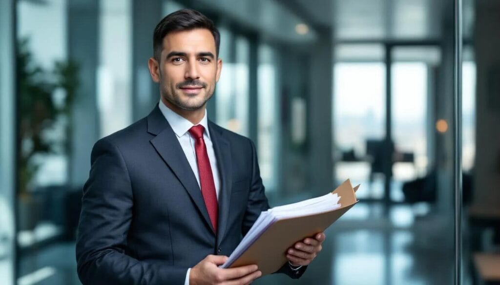 A business man is seen gathering essential documents for his UK business visa application after finding out the business visa UK requirements.