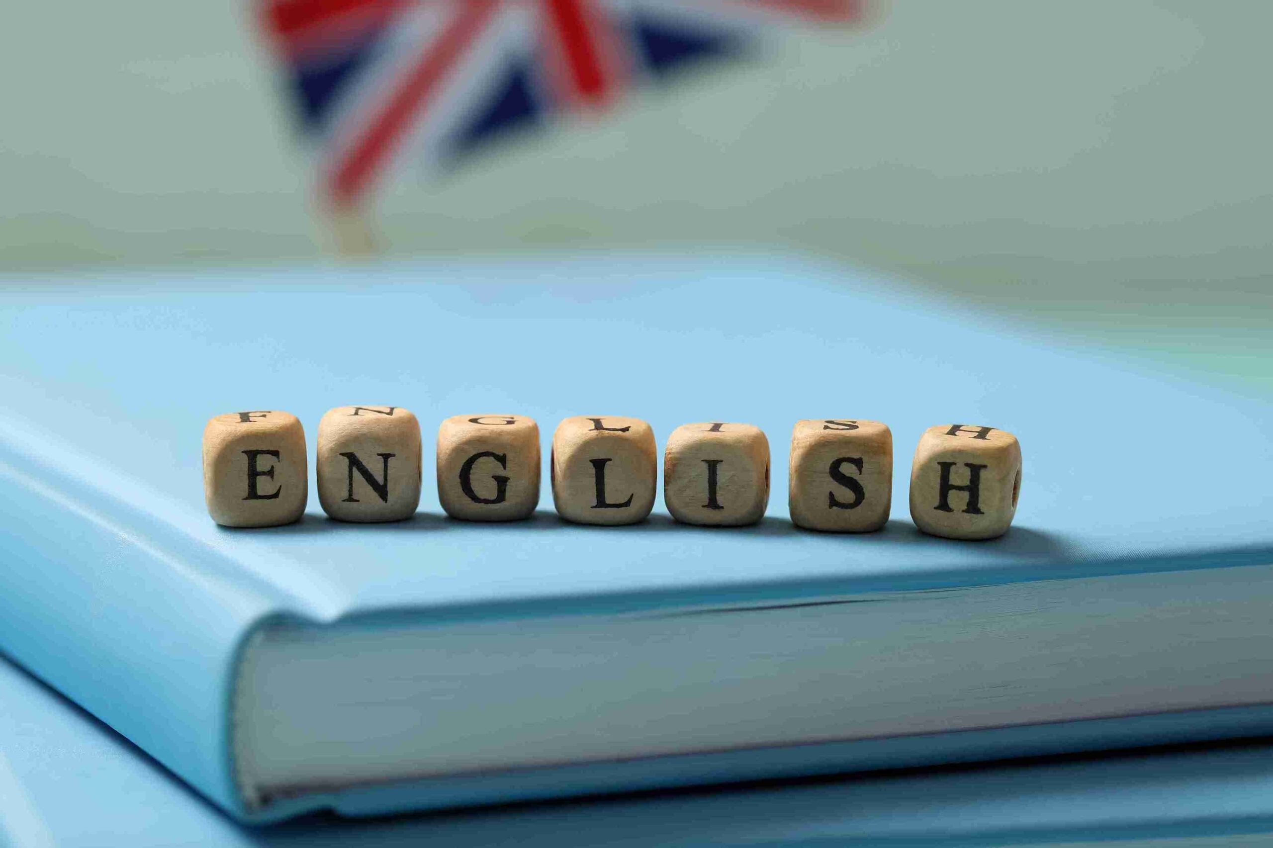 English Learning with Word Blocks and Book.